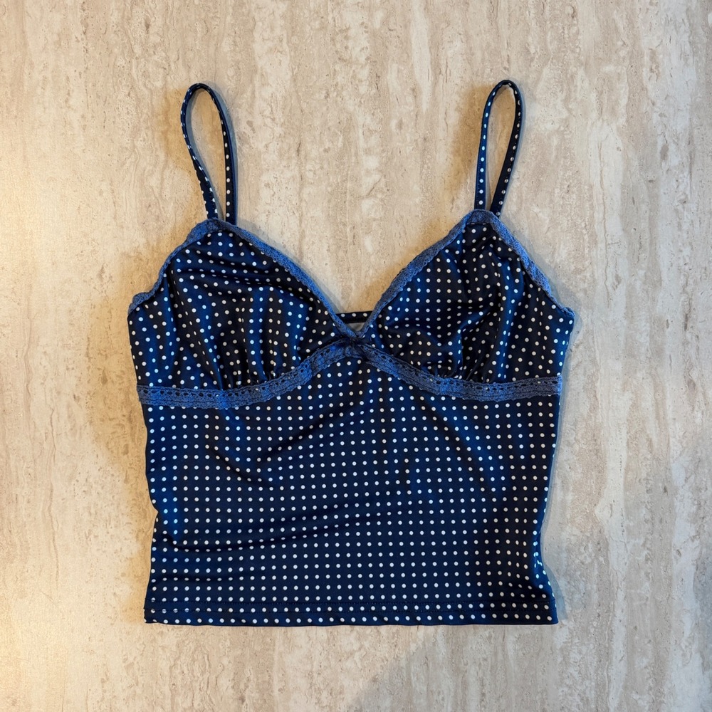 Dainty Navy Polkadot Tank Top